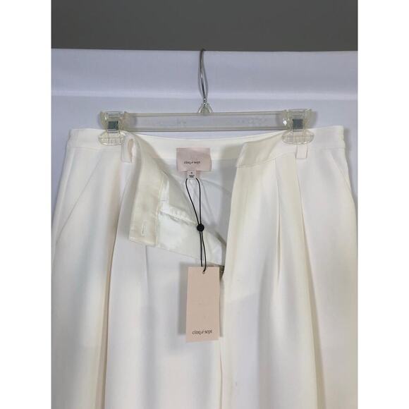 New With Tags Cinq A Sept Elisabeth Crepe Pleated Lined Trousers 6 Ivory - Picture 5 of 12